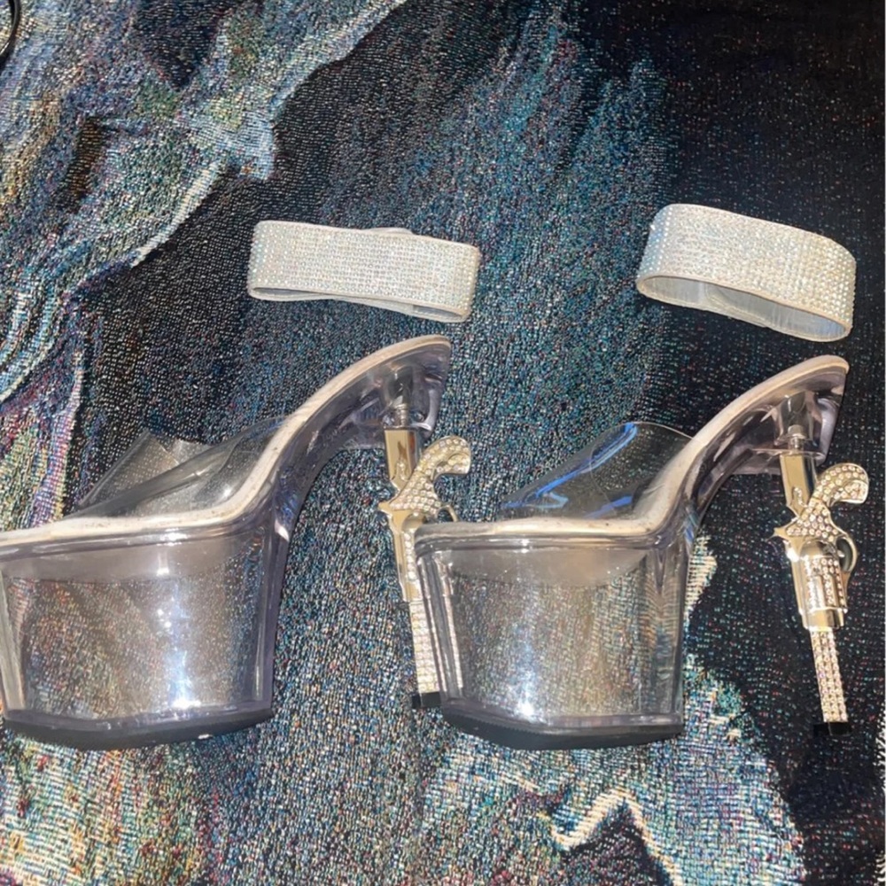 gun rhinestone heels